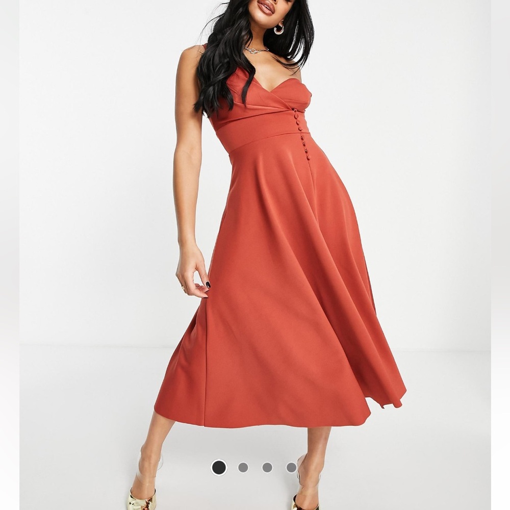 Rust Asymmetrical One Shoulder Cocktail Dress
